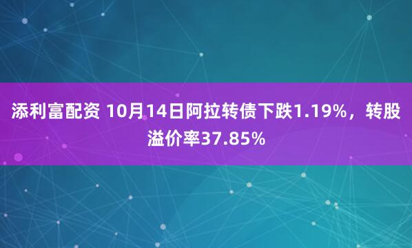 添利富配资 10月14日阿拉转债下跌1.19%，转股溢价率37.85%