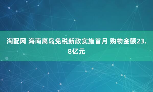 淘配网 海南离岛免税新政实施首月 购物金额23.8亿元