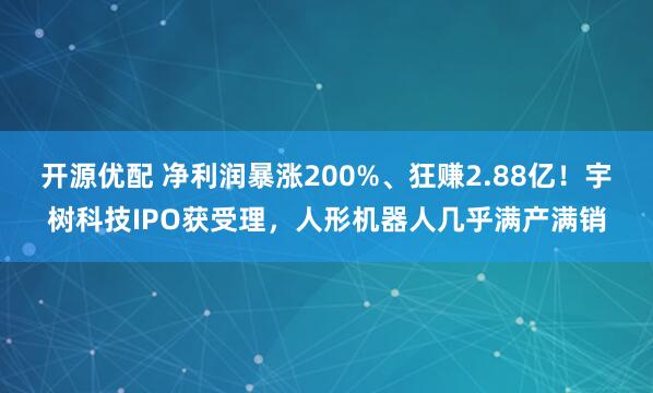 开源优配 净利润暴涨200%、狂赚2.88亿!宇树科技IPO获受理,人形机器人几乎满产满销
